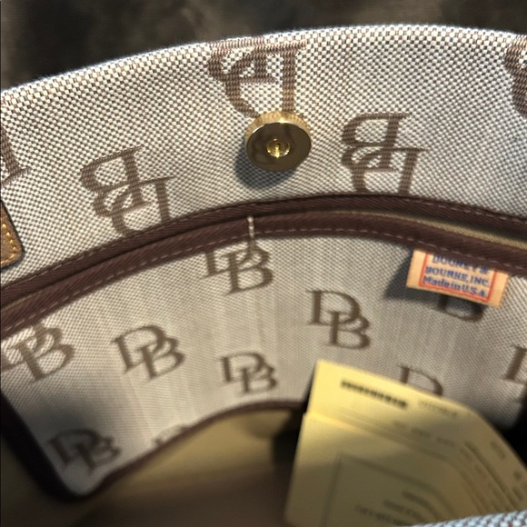 Dooney & Bourke Tan and Brown Large Tulip Tassel CanvasTote - Picture 8 of 12